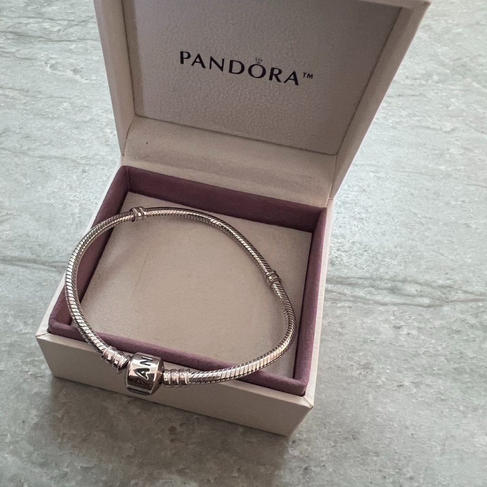 Pandora Barrel Clasp Snake Chain Charm Bracelet